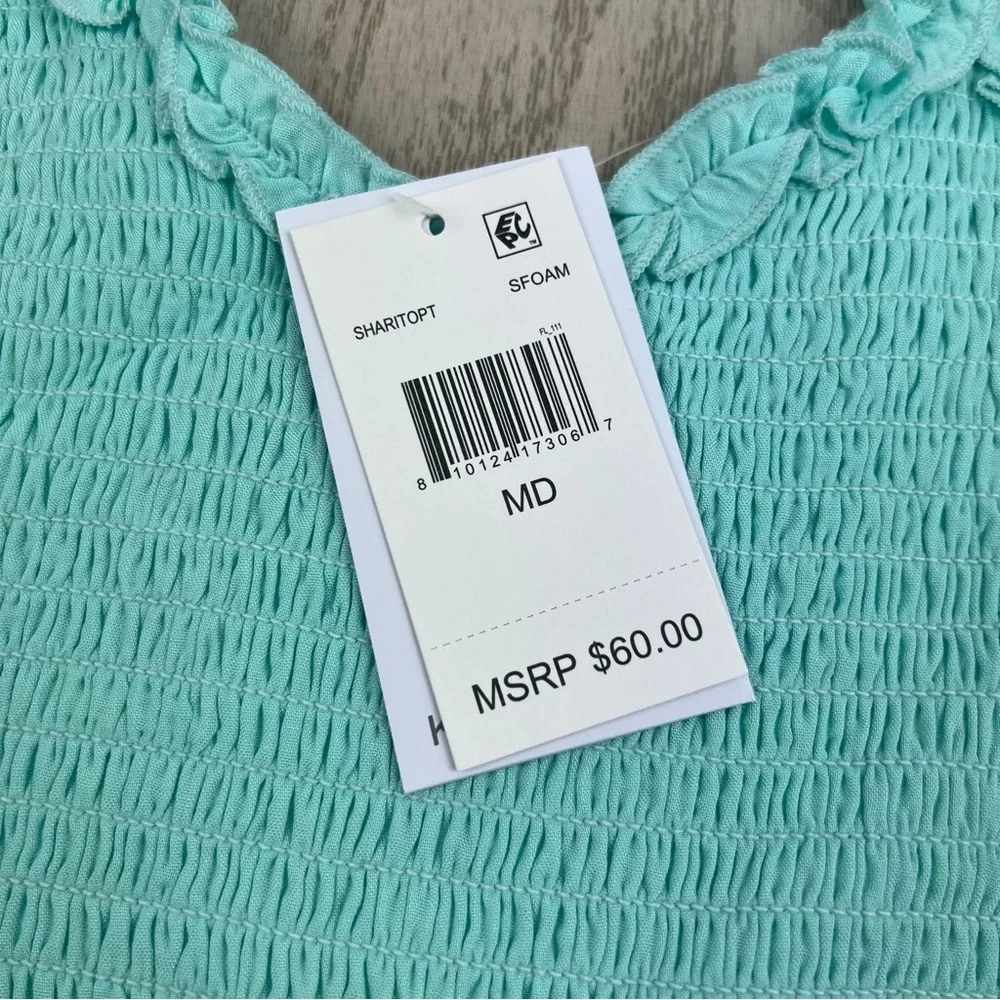 Katie J NYC Girl's Tween Shari Solid Elastic Fitted Tank Top Med Seafoam $60